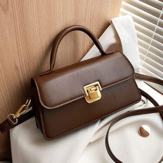 Plain Faux Leather Crossbody Baguette