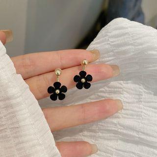 Flower Drop Earring 1 Pair - Black - One Size