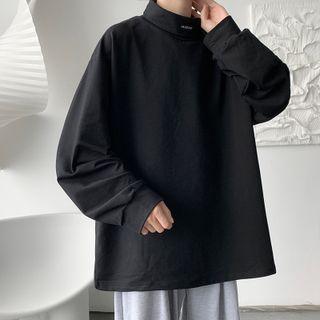 Long-sleeve Mock Neck Embroidered Sweatshirt