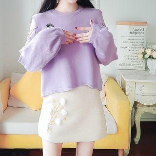 Cold Shoulder Sweater / Knit Skirt / Set