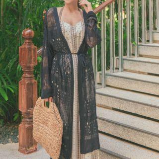 Plus Size Crochet Long Robe Cardigan
