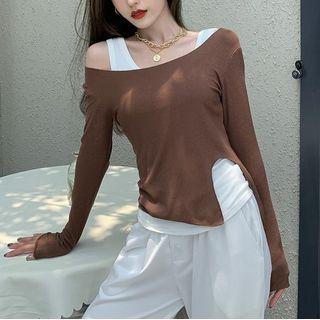 Off-shoulder Long-sleeve Top / Tank Top
