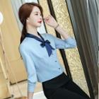 Bow-neck Blouse / Dress Pants / Midi Mermaid Skirt