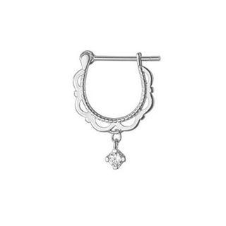 Rhinestone Alloy Cuff Earring Single - Silver - One Size