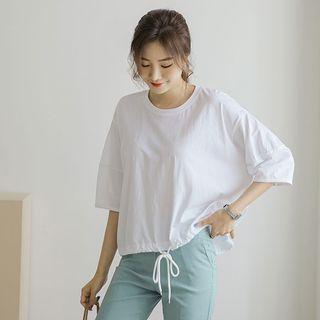 Drawstring-hem Seam-detail Top