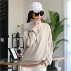 Zip-neck Kangaroo-pocket Top