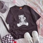 Short-sleeve Robot Print T-shirt As Shown In Figure - One Size