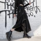 Buckled Paneled Midi A-line Skirt Black - One Size