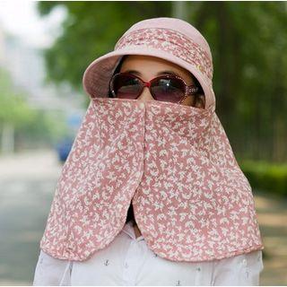 Patterned Sun Hat With Face Cover