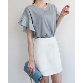 Ruffled Short-sleeve Cotton Top