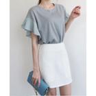 Ruffled Short-sleeve Cotton Top