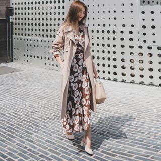 Raglan-sleeve Boxy-fit Long Trench Coat
