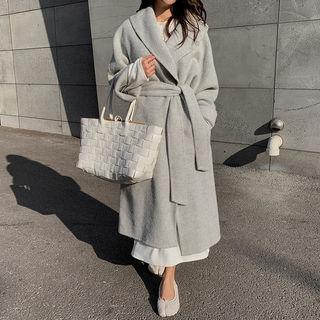 Alpaca Blend Shawl-collar Wrap Coat