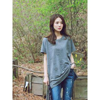Distressed-detail T-shirt