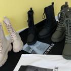 Colored Lug-sole Lace-up Boots