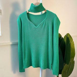Set: Ribbed Knit Sweater + Knit Choker