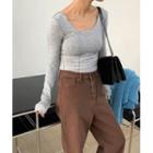 Overlock-stitch Slim-fit Top