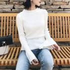 Bell Sleeve Crew Neck Rib Knit Top