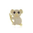 Simple And Cute Plated Gold Koala Brooch With Cubic Zirconia Golden - One Size