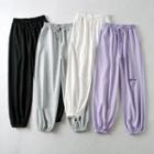 Distressed High-waist Jogger Sweatpants