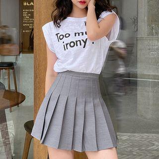 Letter Tank Top / Pleated Skirt / Set