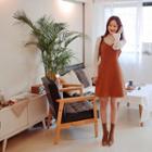 Frilled Tie-waist Corduroy Pinafore Dress