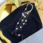 Faux Pearl Fringed Earring 1 Piece - As Shown In Figure - One Size