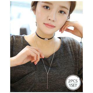 Choker Layered Metal-bar Necklace