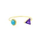 Turquoise & Triangle Open Bangle As Shown In Figure - One Size