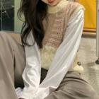 Patchwork Sweater Vest Almond - One Size
