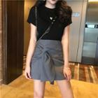 Set: Short-sleeve Heart Print T-shirt + A-line Skirt