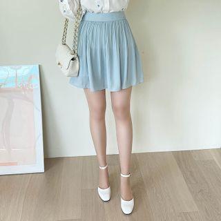 Crystal-pleat Chiffon Miniskirt