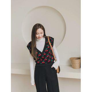 V-neck Cherry-pattern Vest