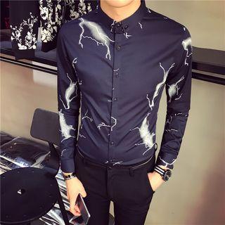 Long-sleeve Button Down Printed Shirt