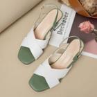 Two-tone Slingback Block Heel Sandals