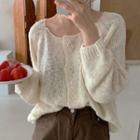 Buttoned Loose Knit Cardigan