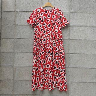 Patch-pocket Maxi Patterned Dress Red - One Size