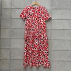 Patch-pocket Maxi Patterned Dress Red - One Size