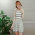 Set: Striped Top + Pleated Skirt