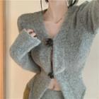 V-neck Cardigan / Knit Bootcut Pants