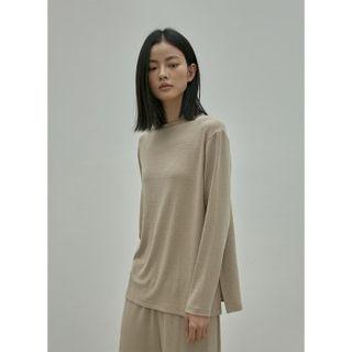 Slit-hem Textured T-shirt