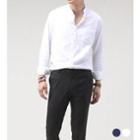 Mandarin-collar Long-sleeve Shirt