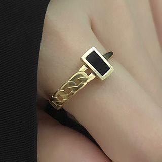 Asymmetric Alloy Rectangle Block Ring