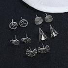 5-pair Set: Alloy Earring Set Of 5 Pairs - Silver - One Size