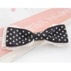 Lace Dotted Bow Hair Pin -black One Size