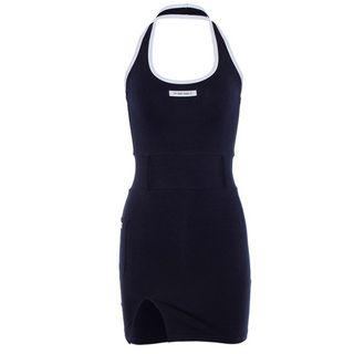 Halter-neck Contrast Trim Mini Dress