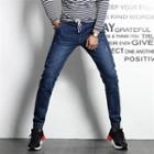 Slim Fit Gather Cuff Washed Jeans