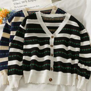 Eyelet Printed Cardigan