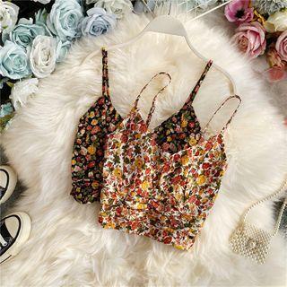 V-neck Floral Print Cropped Camisole