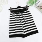 Drawstring Striped Knit Shorts Stripe - One Size